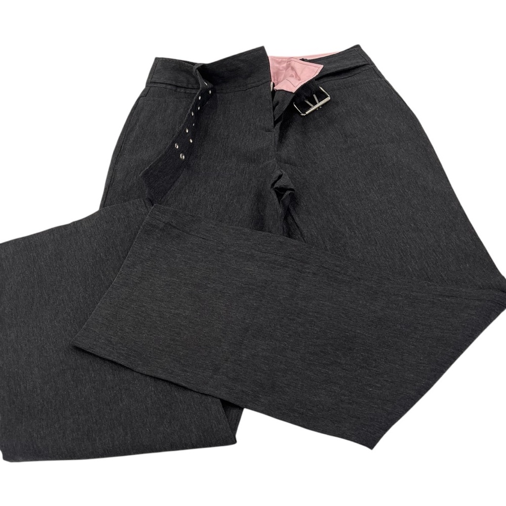 Fashion Bug dark gray pants in size 8. Belt is attached in the front.
